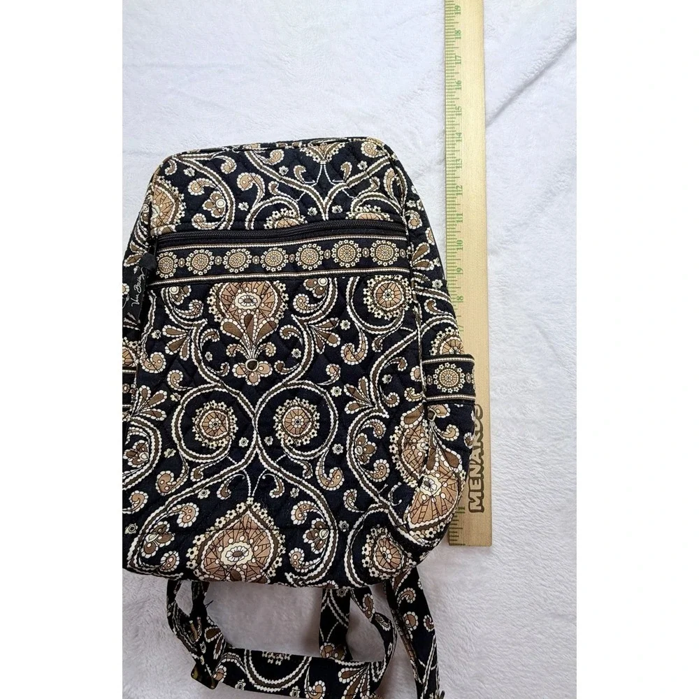 Vera Bradley Cafe Latte Backpack Black Brown Mandala Quilted Small Travel Bag